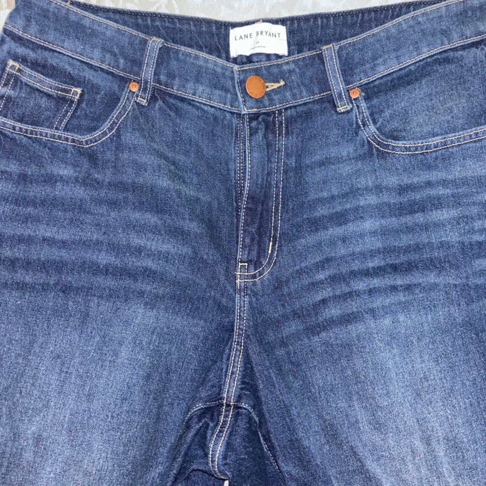 Lane Bryant Size 14 Dark Wash Straight Leg High Rise Stretch Denim Jeans (F5) - Picture 9 of 10